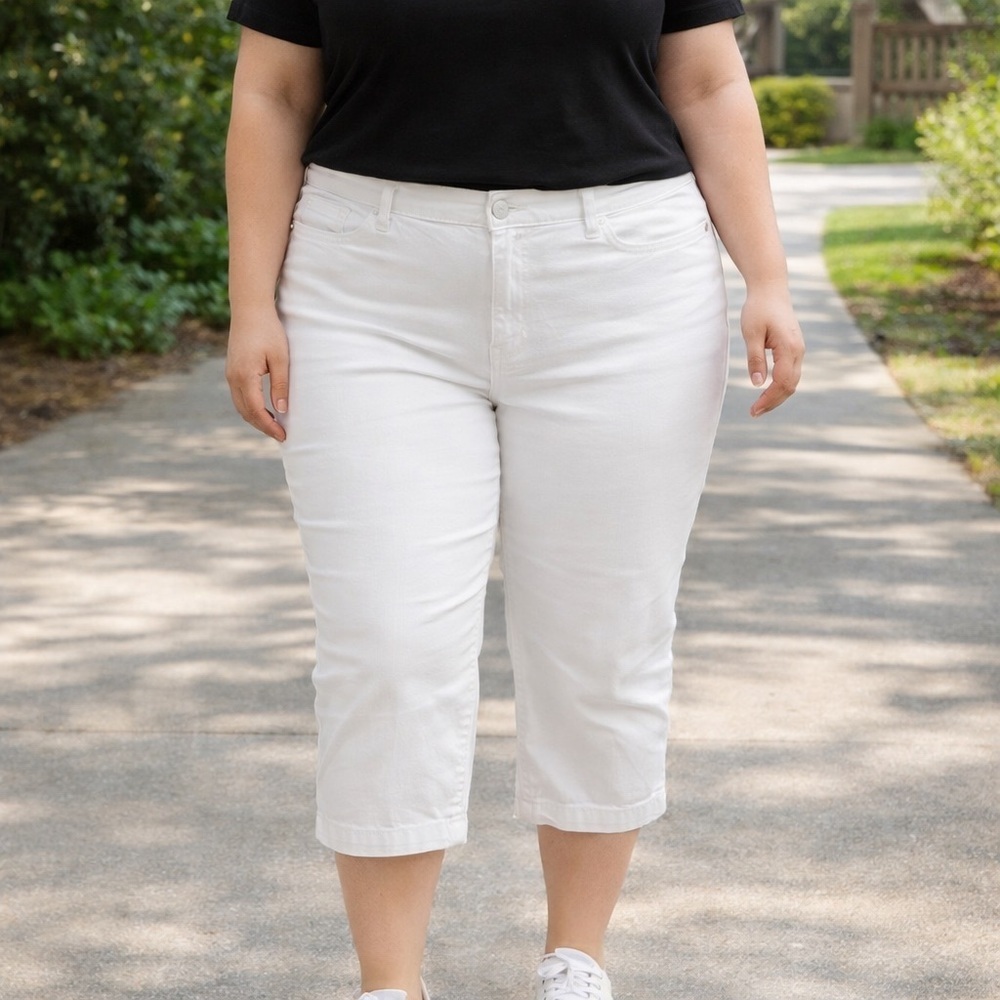 St. John Bay women’s size 16 W white capris cotton blend